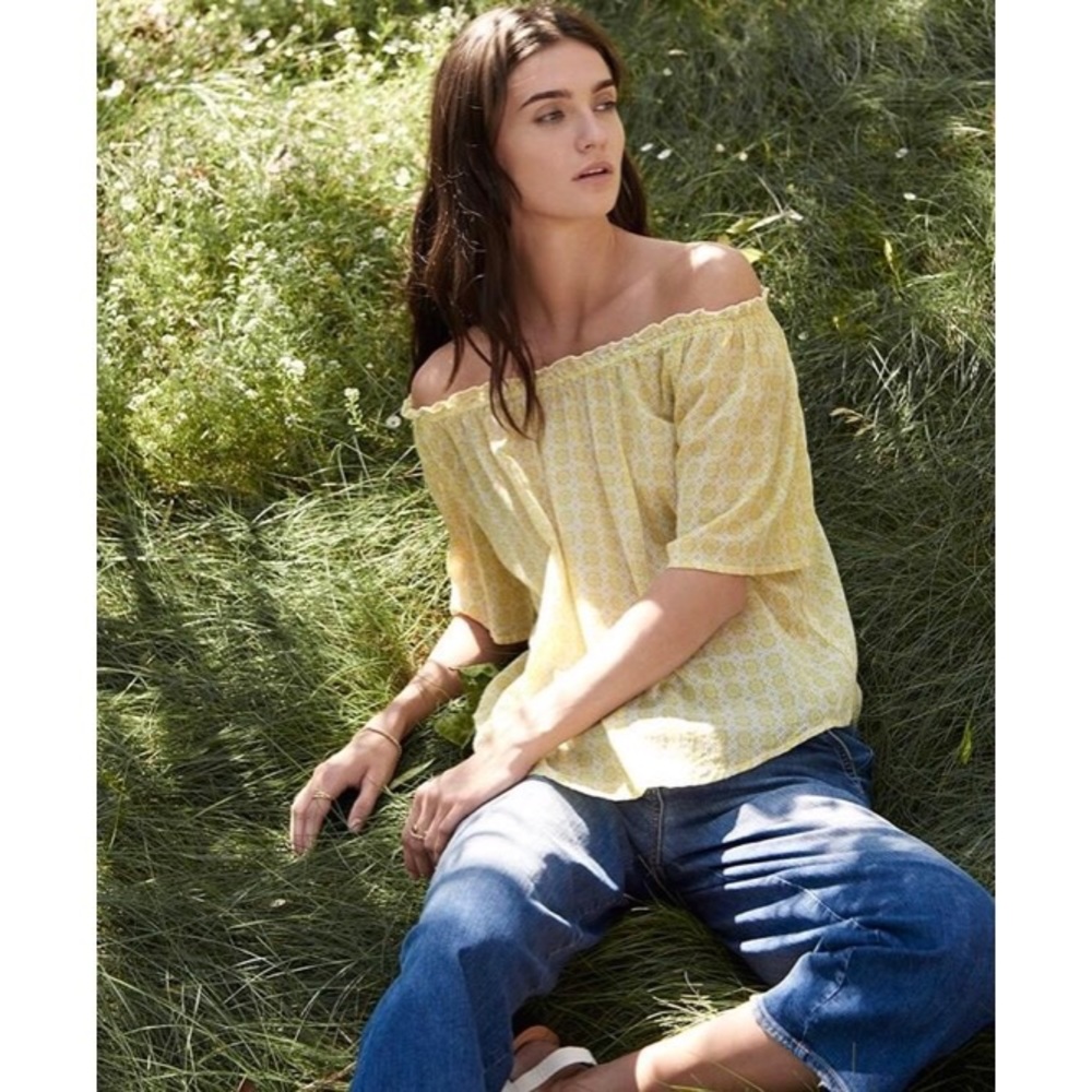🌻🆕 Velvet ✦Bertie Off Shoulder Print Top✦Yellow - Picture 2 of 8